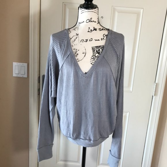 NWT Free People Santa Clara Thermal Top Grey - Picture 3 of 6